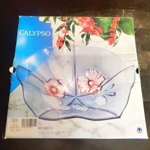 Mikasa Fruit Bowl 13 Walther Crystal West Germany Calypso Floral Frosted Glass